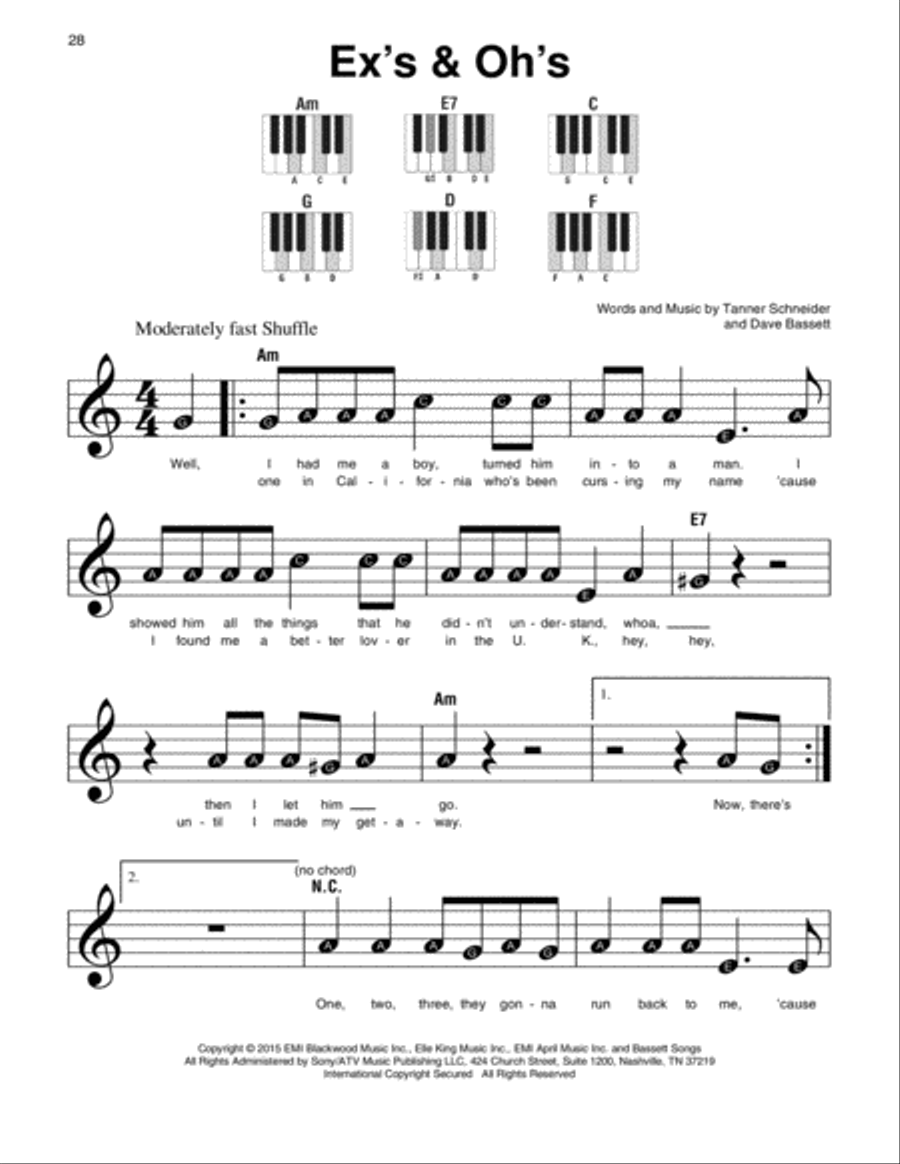 Ex's & Oh's Ex's & Oh's Easy Piano scores gallery preview page 1