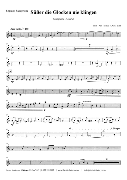 Süßer die Glocken nie klingen - German Christmas Song - Saxophone Quartet image number null