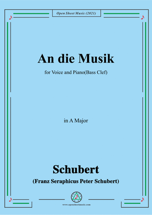 Book cover for Schubert-An die Musik in A Major(Bass Clef)