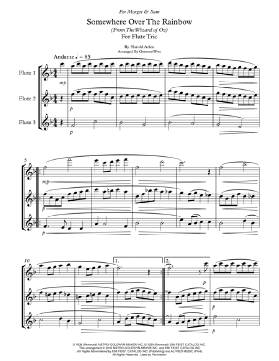 Over The Rainbow Flute Trio scores gallery preview page 2