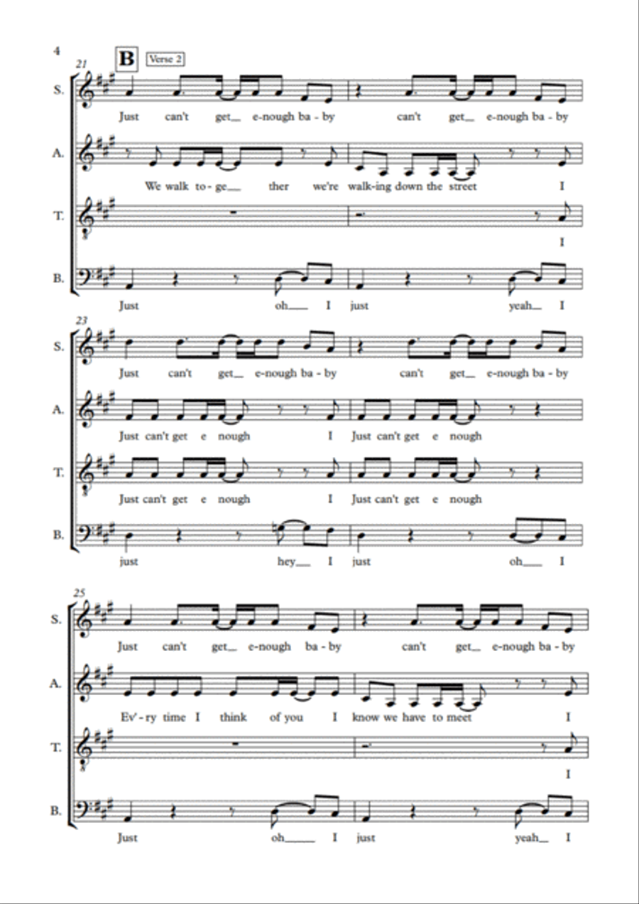 Just Can't Get Enough 4-Part scores gallery preview page 4