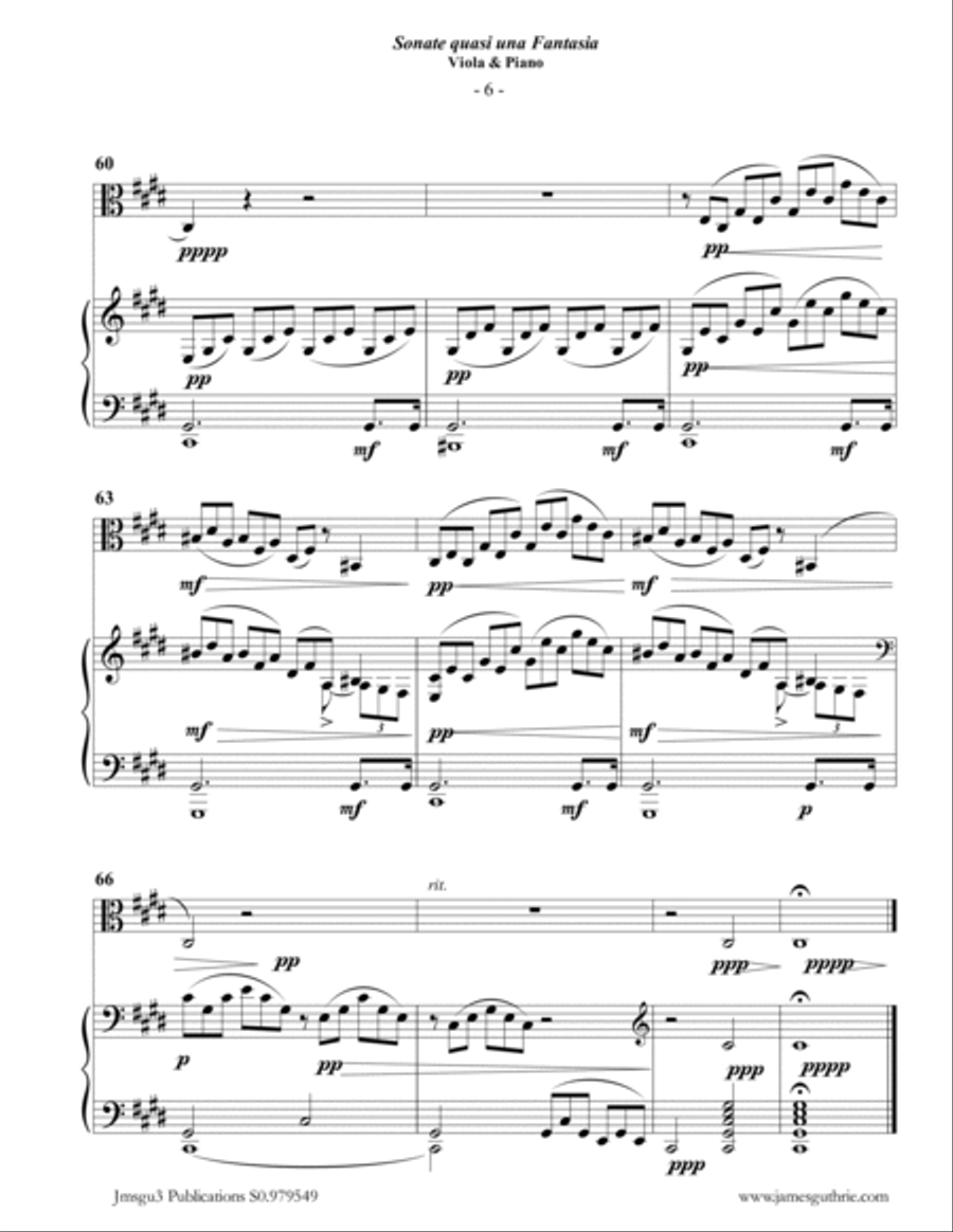 Beethoven: Adagio from the Moonlight Sonata for Viola & Piano Piano scores gallery preview page 6