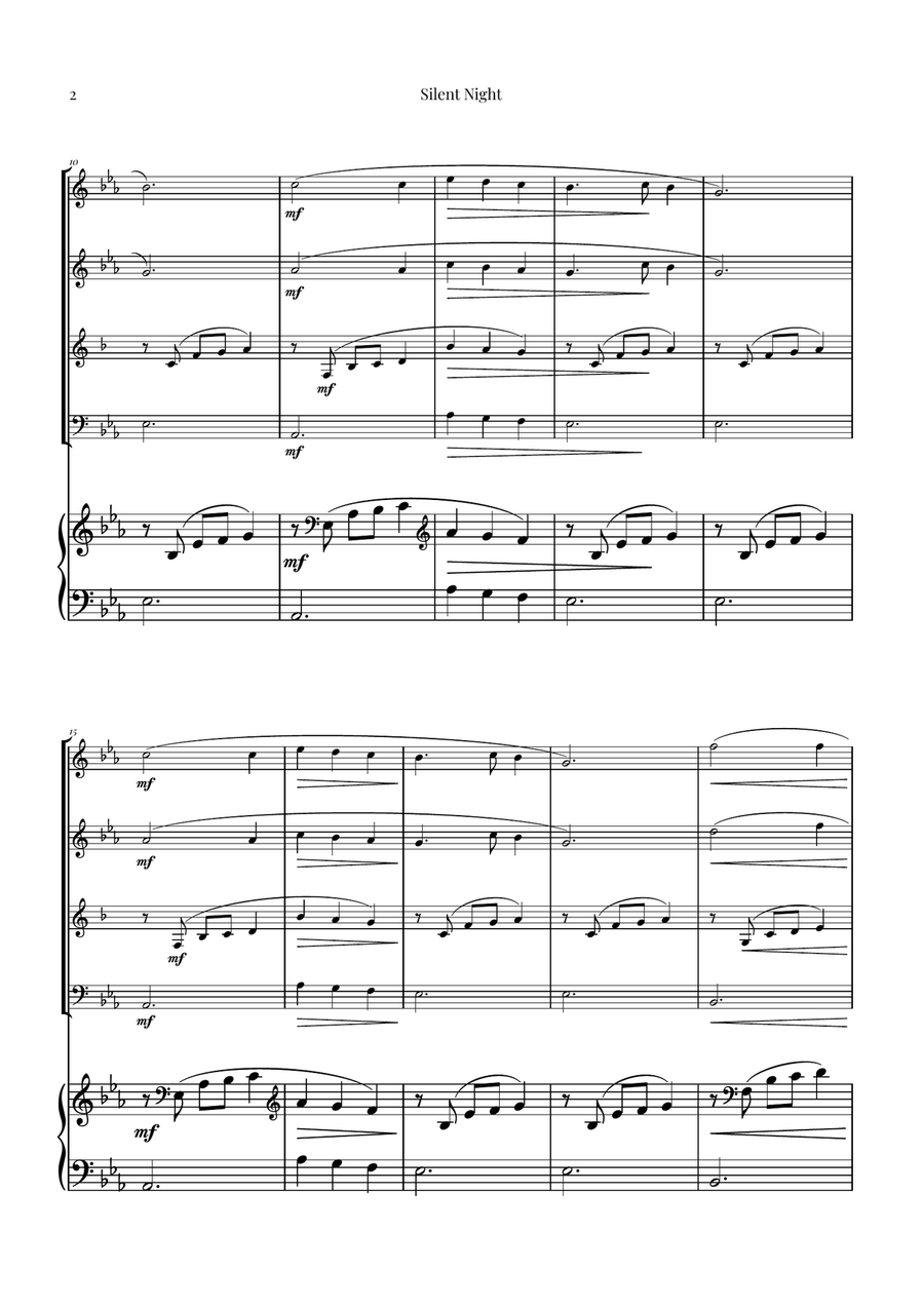 Silent Night | BEAUTIFUL Arrangement Woodwind Quartet scores gallery preview page 2