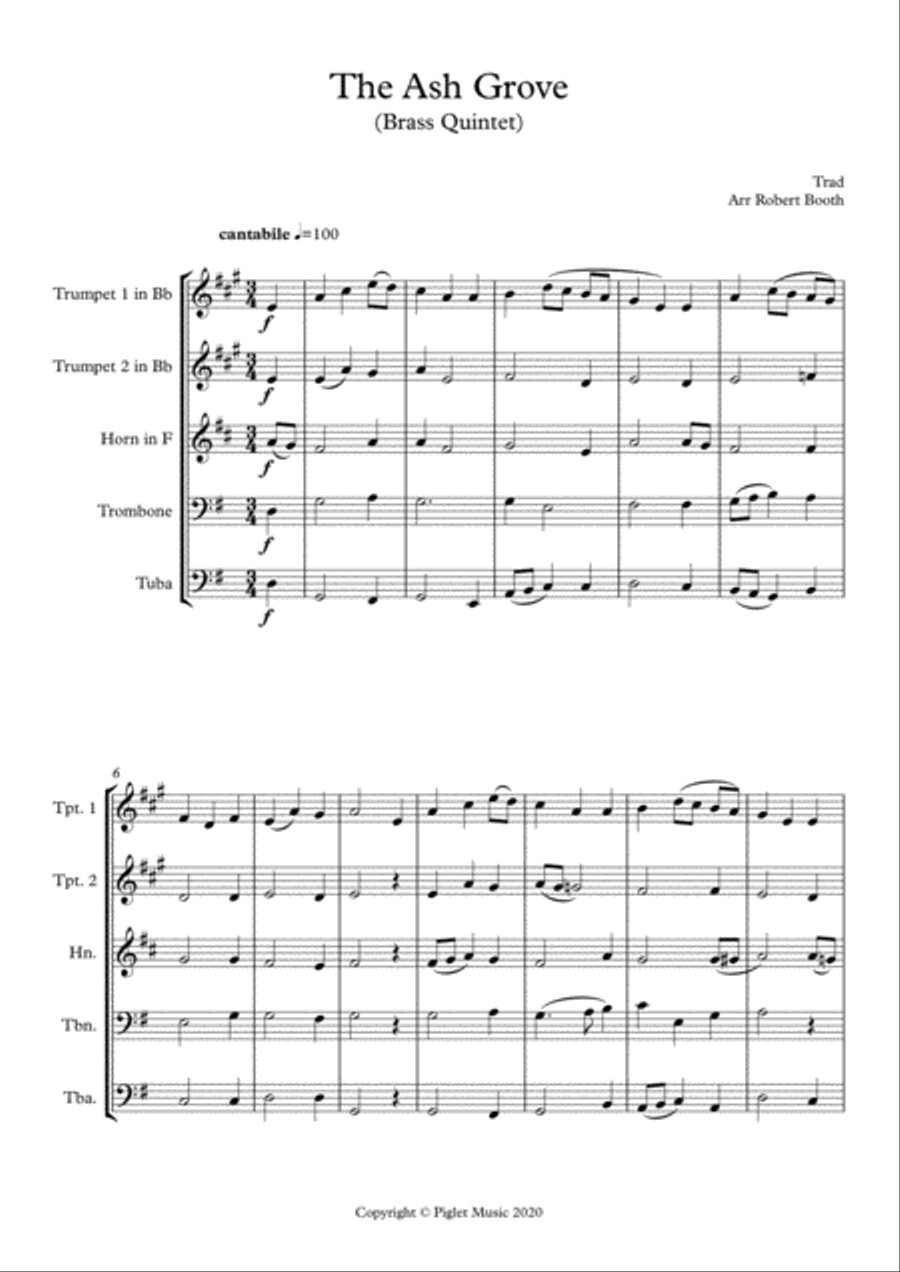 The Ash Grove (Llwyn Onn) Brass Quintet Brass Quintet scores gallery preview page 2