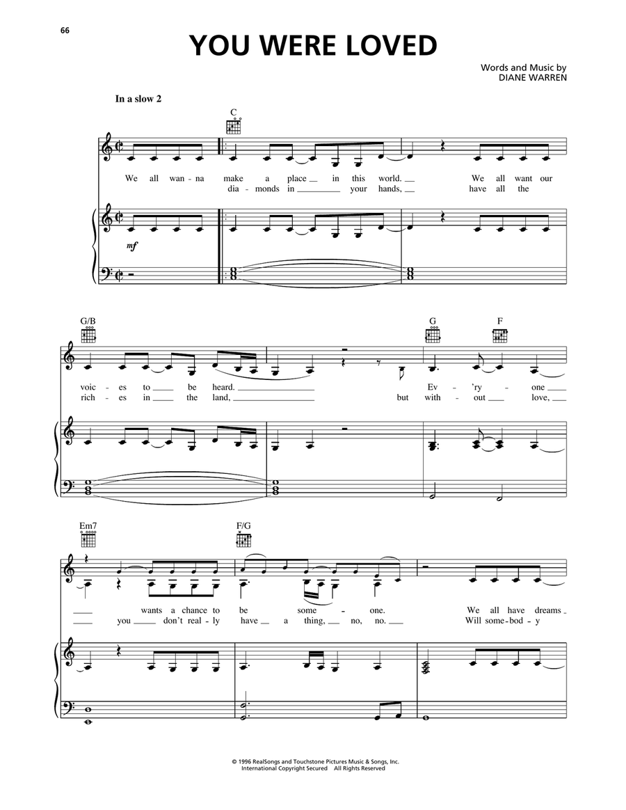 You Were Loved Piano, Vocal, Guitar scores gallery preview page 1