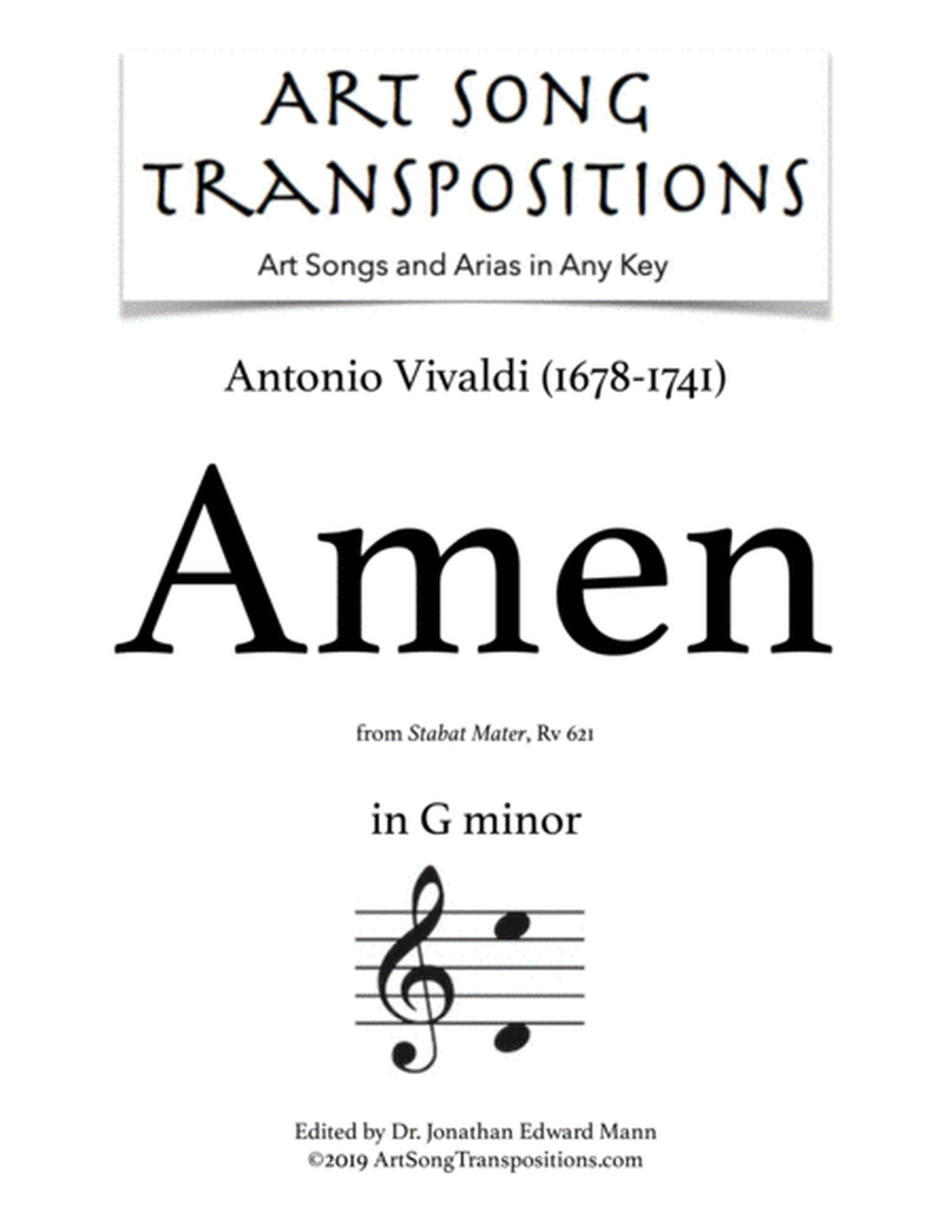 VIVALDI: Amen, RV 621 (transposed to G minor)