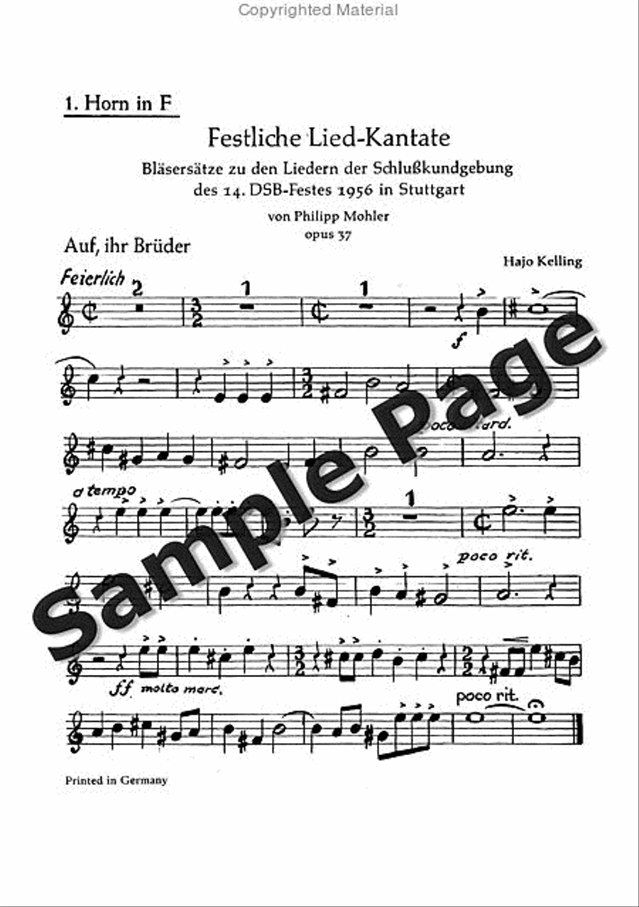 Mohler Ph Festliche Liedkantate Op37(dsb TTBB scores gallery preview page 2