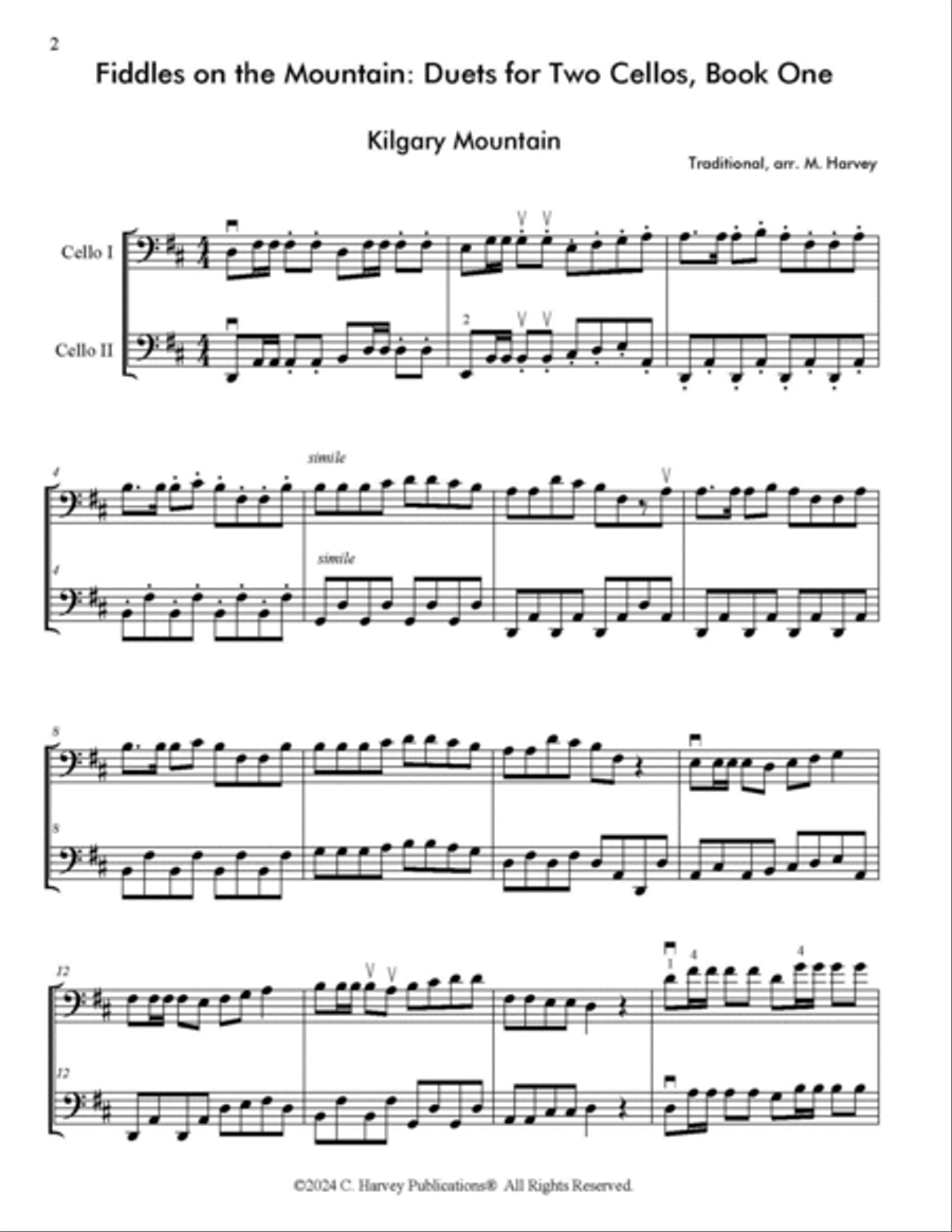Fiddles on the Mountain, Lively Folk Duets for Two Cellos, Book One String Orchestra scores gallery preview page 3