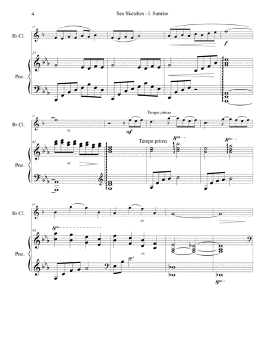 Sea Sketches: 3 Pieces for B-Flat Clarinet and Piano B-Flat Clarinet scores gallery preview page 6