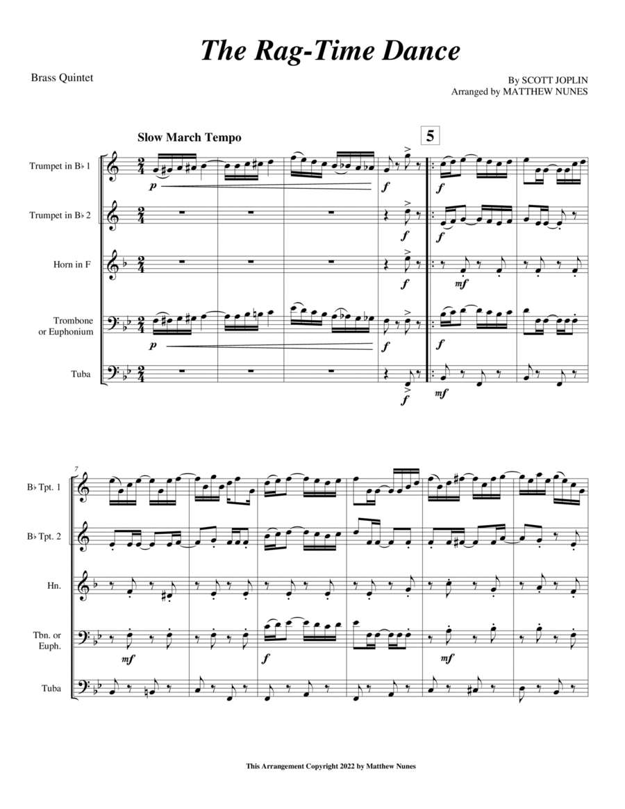 The Rag-Time Dance Chamber Music scores gallery preview page 1