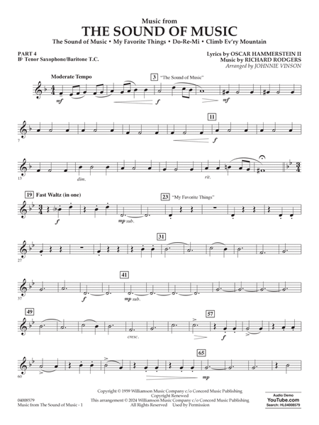 Music from The Sound Of Music (arr. Vinson) - Pt.4 - Bb Tenor Sax/Bar. T.C.