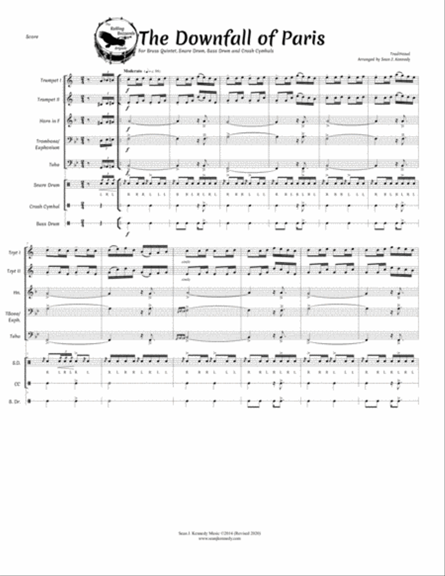 The Downfall of Paris for Brass Quintet and Percussion Large Ensemble scores gallery preview page 3