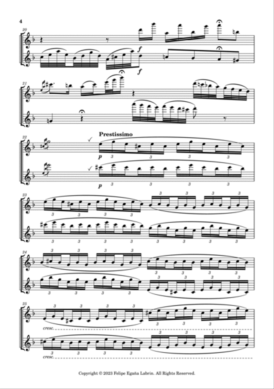 Toccata and Fugue in d minor BWV 565 Flute Duet scores gallery preview page 4