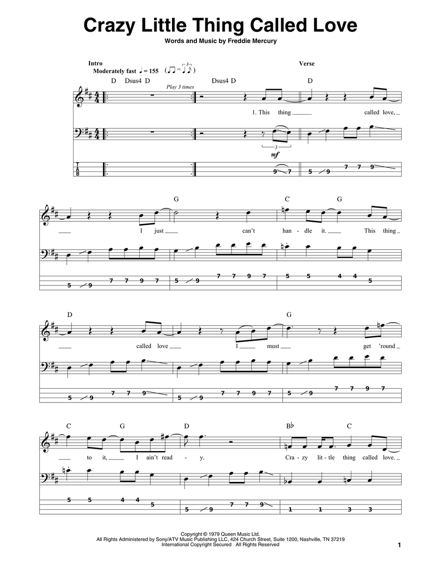 Crazy Little Thing Called Love Acoustic Guitar scores gallery preview page 1