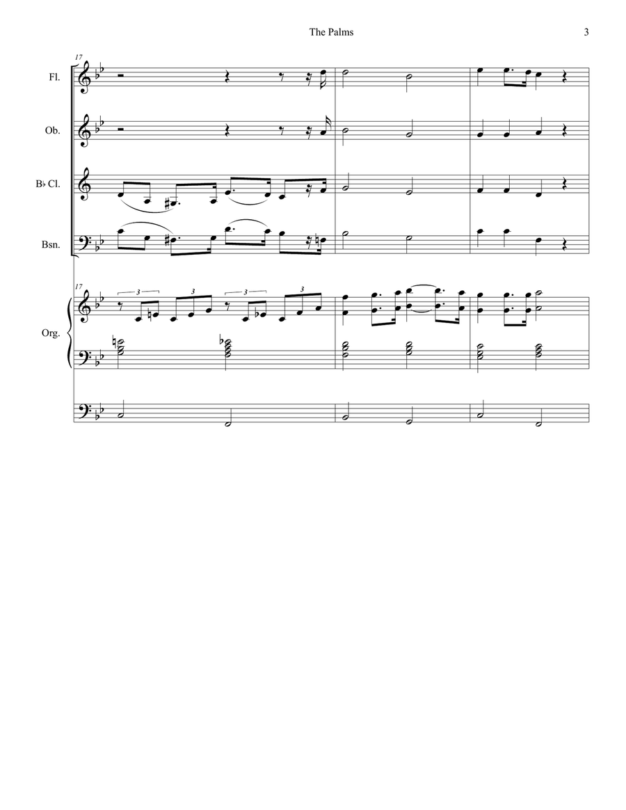 The Palms (Woodwind Quartet and Organ) Woodwind Quartet scores gallery preview page 3
