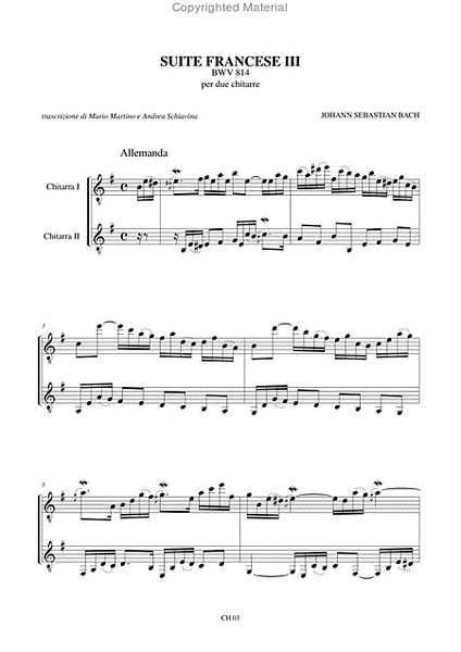 French Suite No. 3 BWV 814 for 2 Guitars