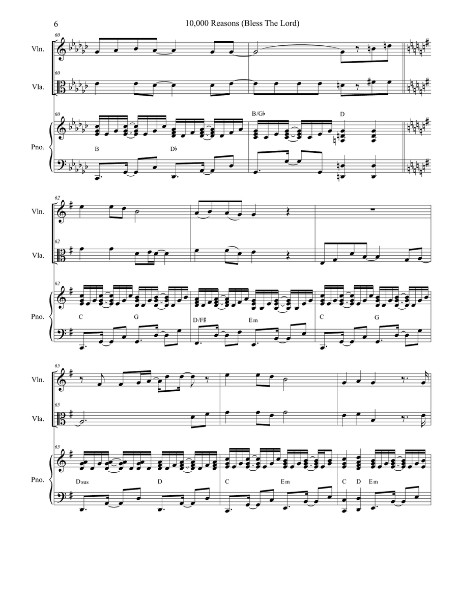10,000 Reasons (Bless The Lord) String Duet scores gallery preview page 6
