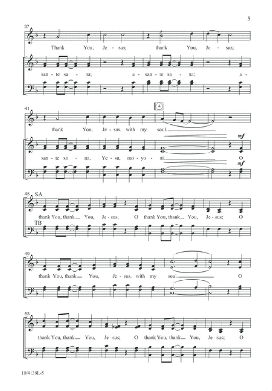 Asante Sana, Yesu (Thank You, Jesus) 4-Part scores gallery preview page 5