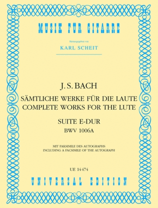 Book cover for Suite, E major, BWV 1006A (Schei