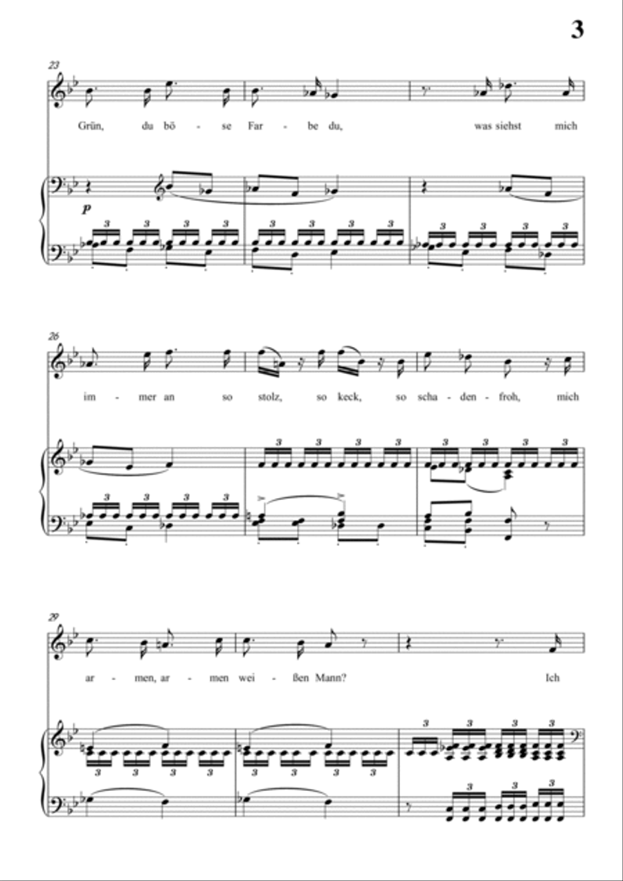 Schubert-Die böse Farbe,from 'Die Schöne Müllerin',Op.25 No.17 in bB for Vocal and Piano Voice scores gallery preview page 4