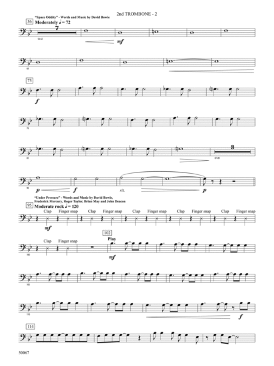 David Bowie: The Hits: 2nd Trombone Concert Band scores gallery preview page 2