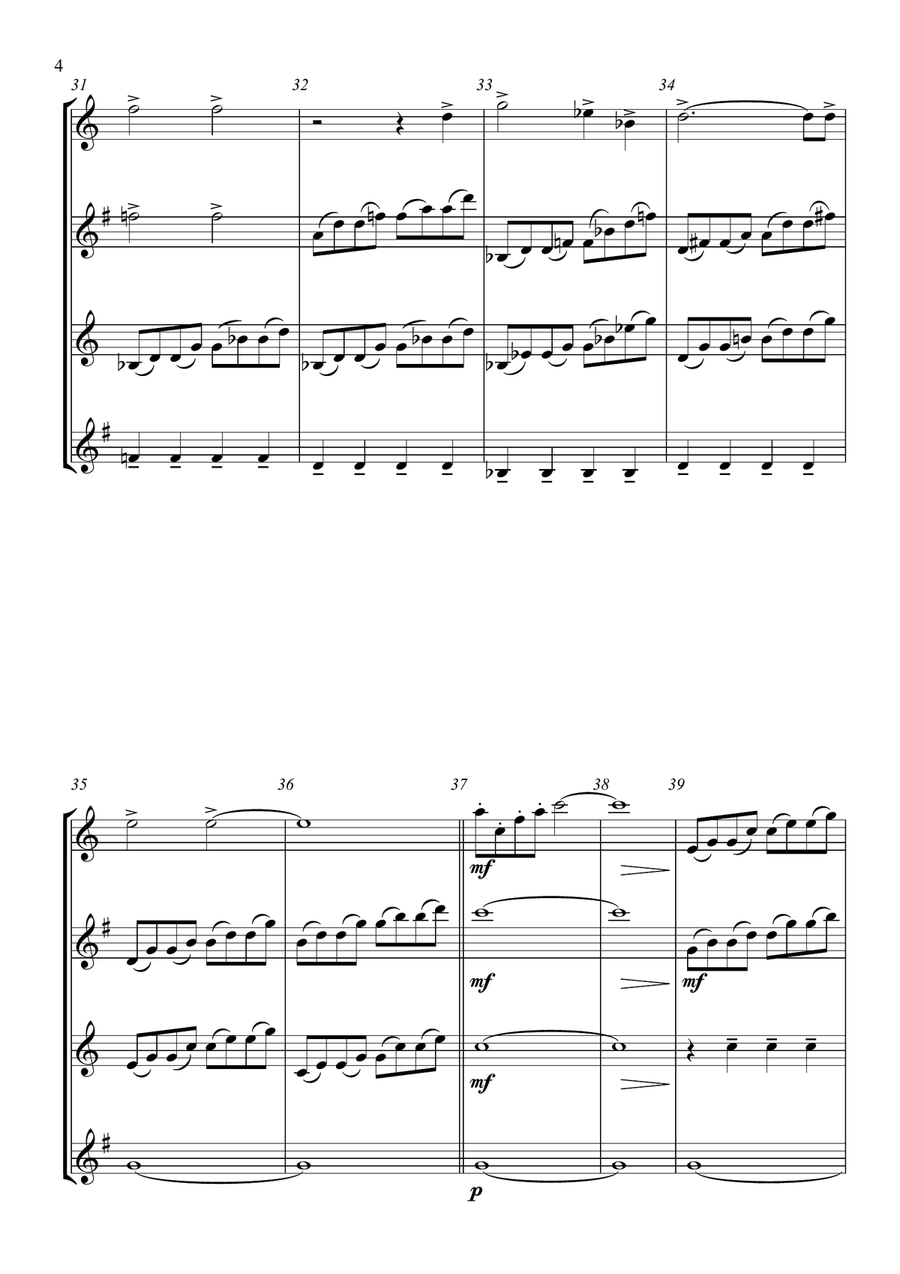 Zadok the Priest (UEFA Champions League Anthem) Woodwind Quartet scores gallery preview page 4
