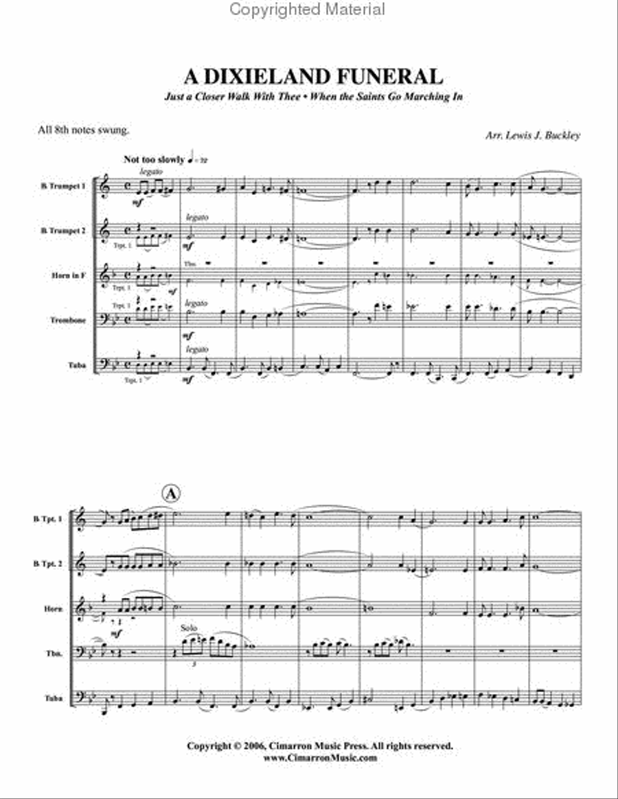 A Dixieland Funeral Brass Quintet scores gallery preview page 2
