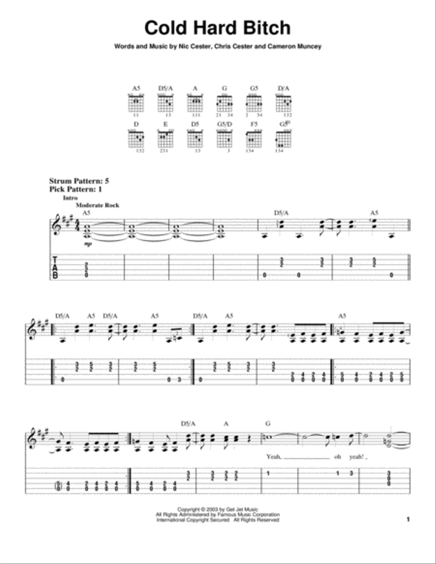 Cold Hard Bitch Acoustic Guitar scores gallery preview page 1