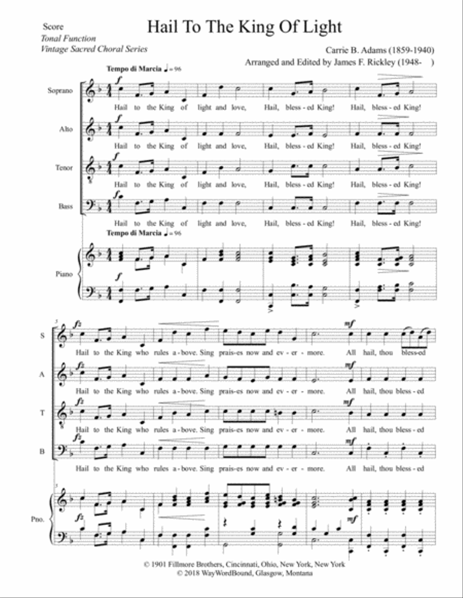 Hail To The King Of Light 4-Part scores gallery preview page 1