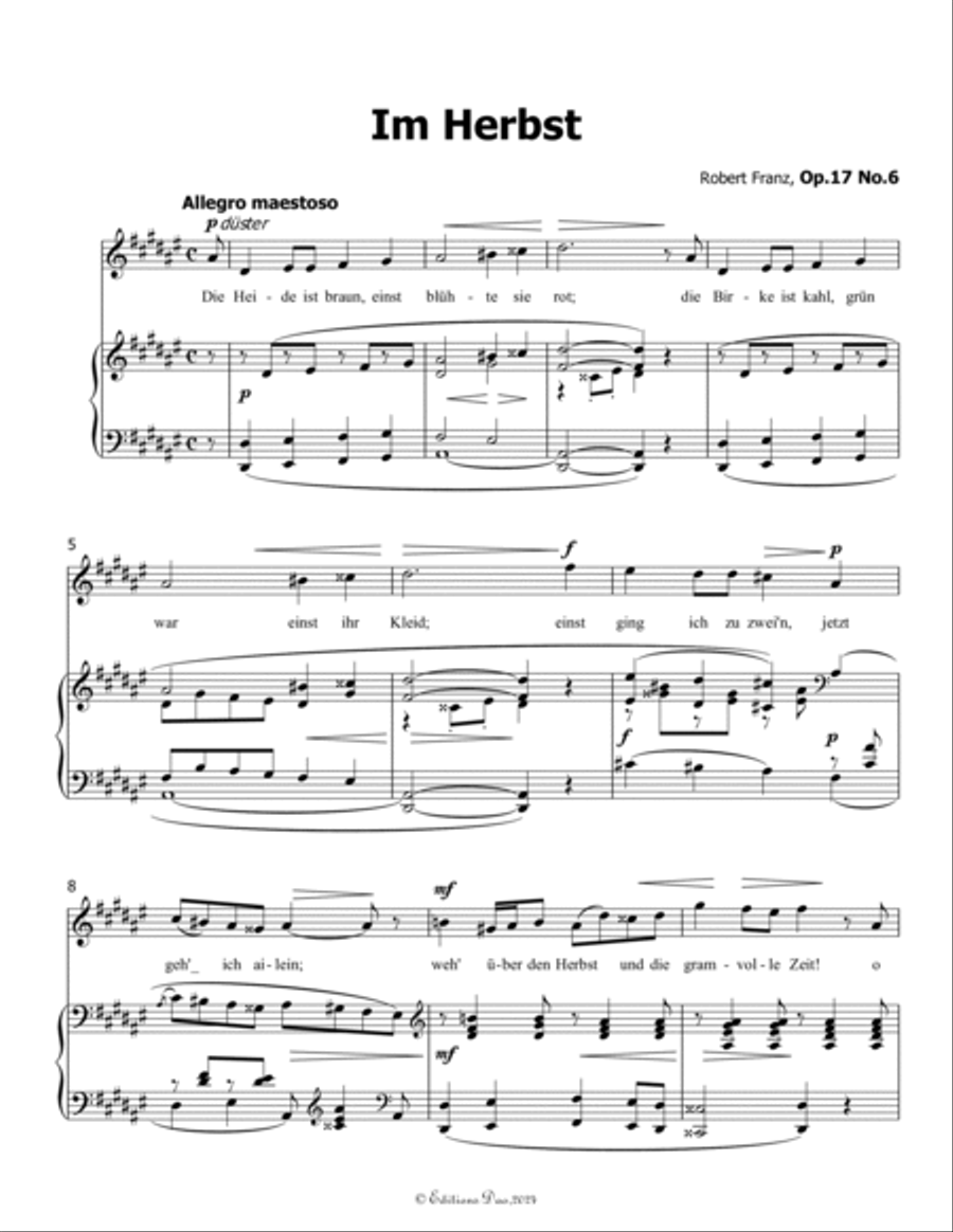 Im Herbst, by Robert Franz, in d sharp minor Voice scores gallery preview page 3