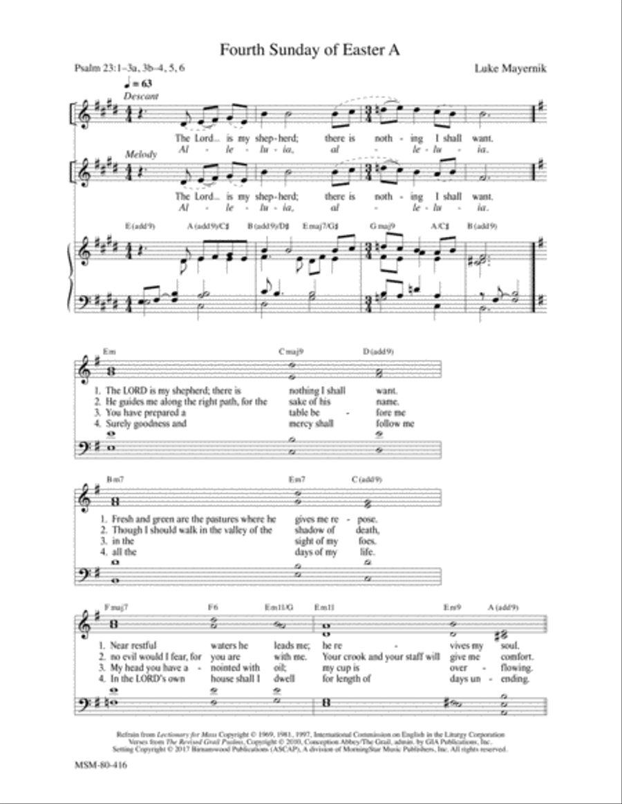 Fourth Sunday of Easter A 4-Part scores gallery preview page 1