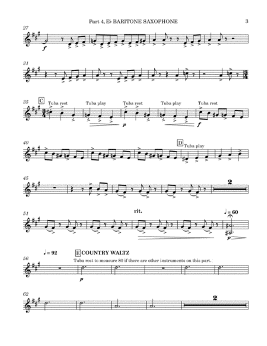 Made for You and Me: Inspired by Woody Guthrie - Part 4 - Eb Baritone Saxophone Concert Band scores gallery preview page 3