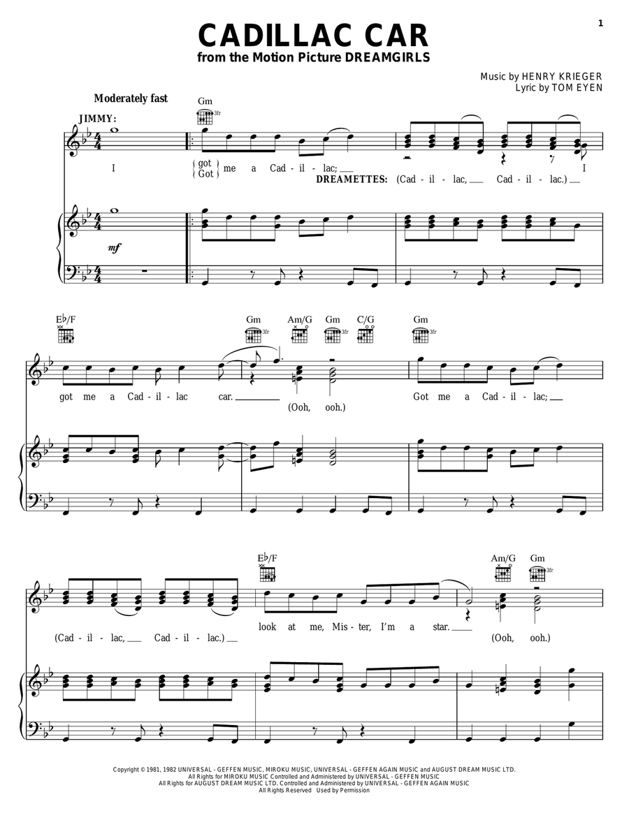 Cadillac Car Acoustic Guitar scores gallery preview page 1