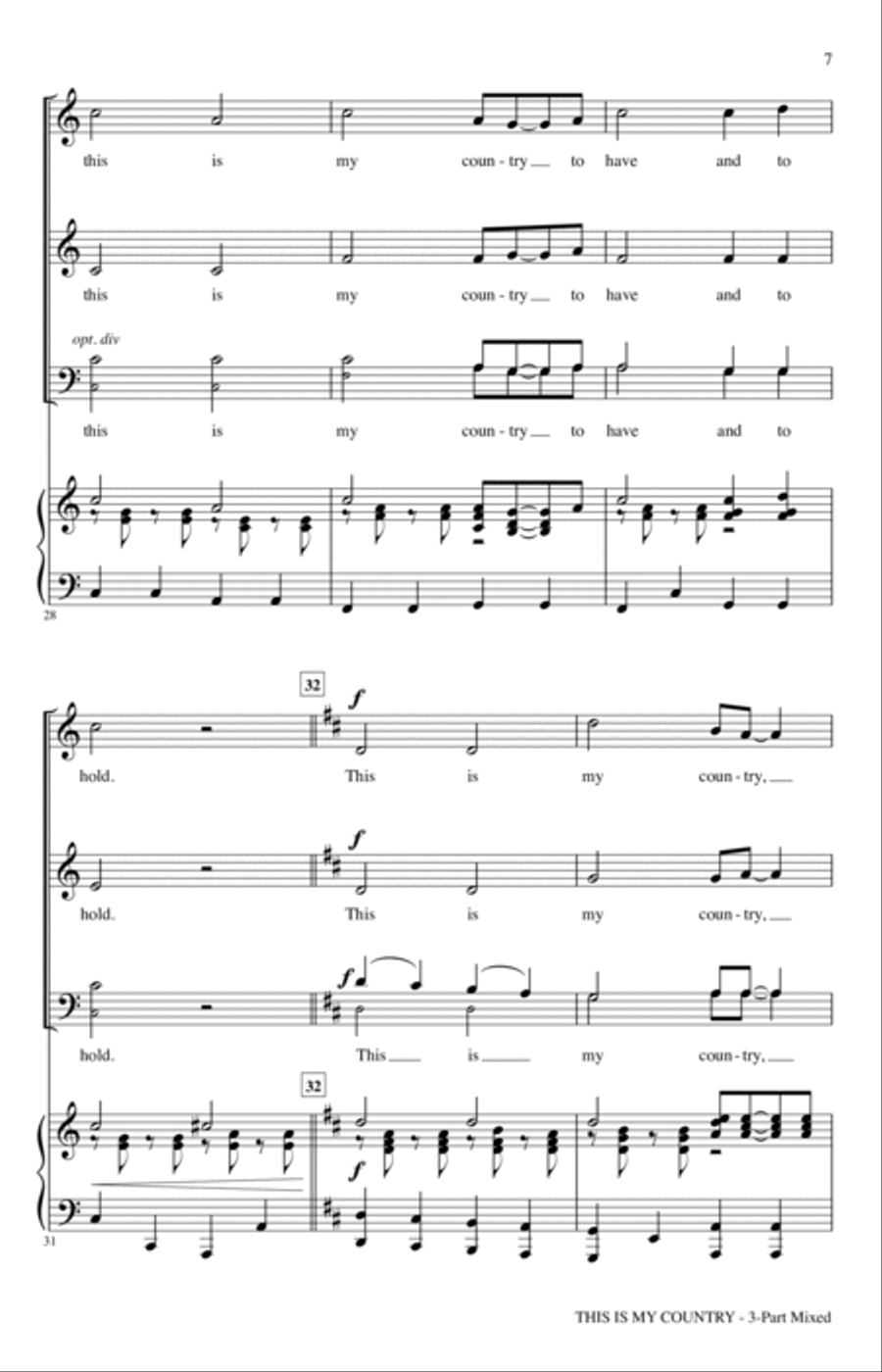 This Is My Country (arr. Cristi Cary Miller) 3-Part scores gallery preview page 5