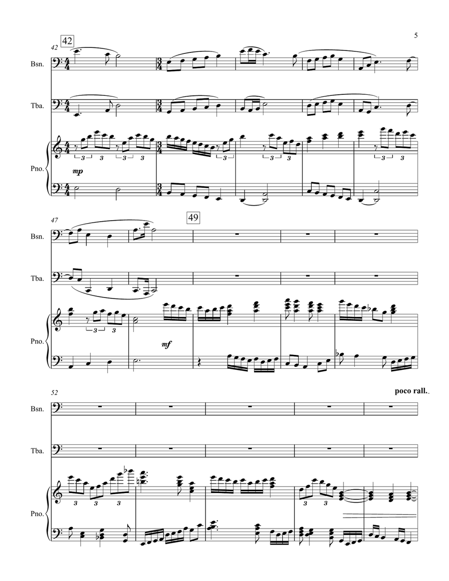 Interplay for Bassoon/Trombone/Euphonium, Tuba/Bass Clarinet and Piano Small Ensemble scores gallery preview page 5
