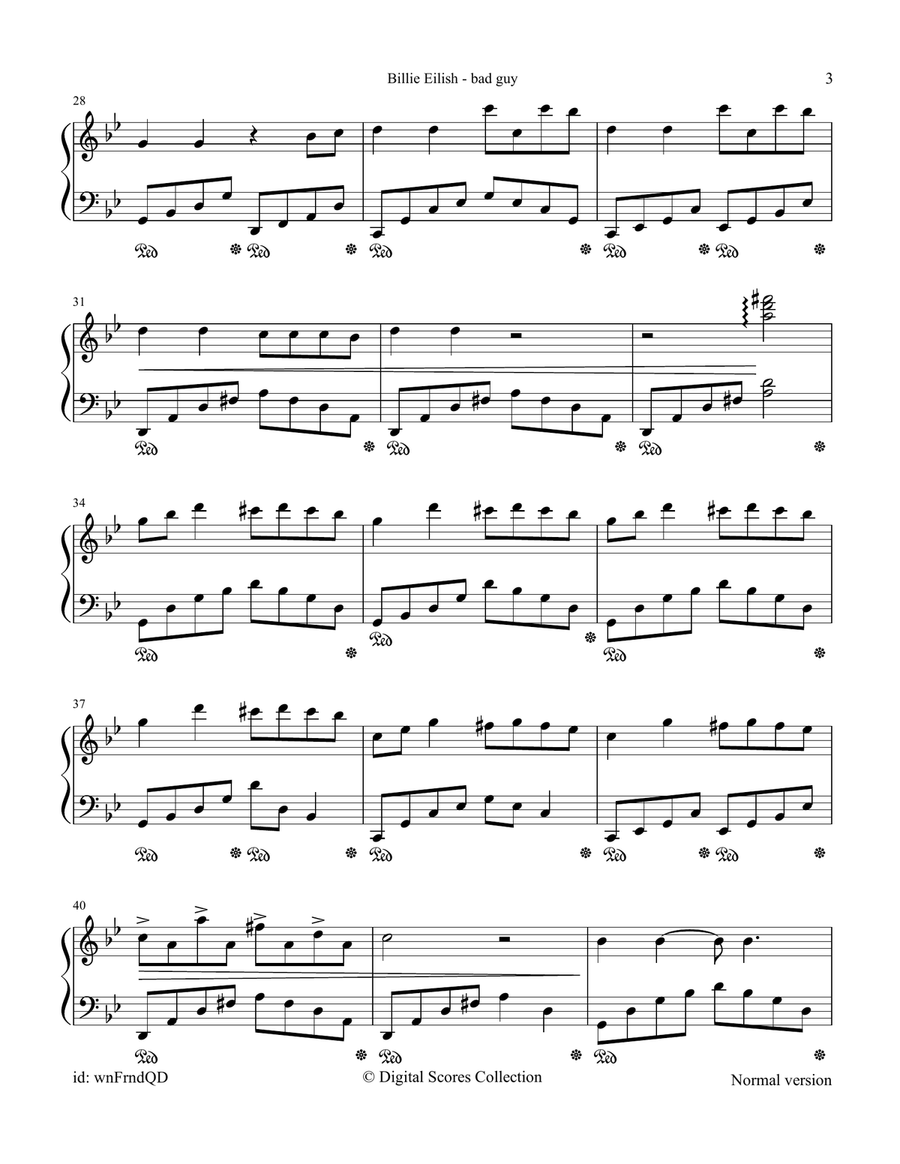 Bad Guy Bad Guy Piano Solo scores gallery preview page 3
