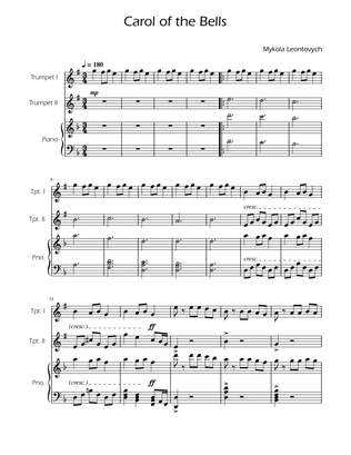 Carol of the Bells - Trumpet Duet w/ Piano
