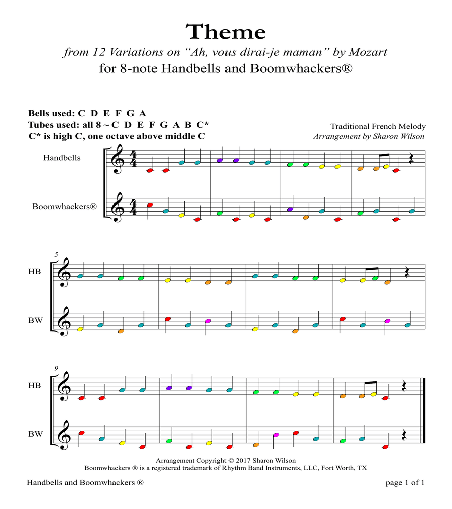 Colored bells sheet music outlet