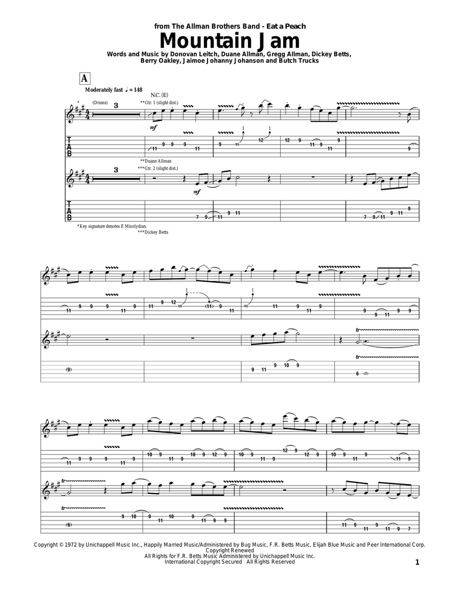 Mountain Jam Acoustic Guitar scores gallery preview page 1