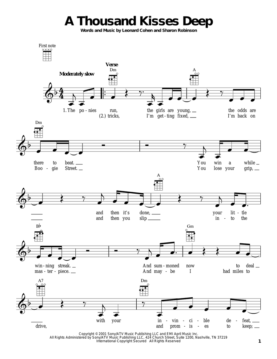 A Thousand Kisses Deep A Thousand Kisses Deep Ukulele scores gallery preview page 1