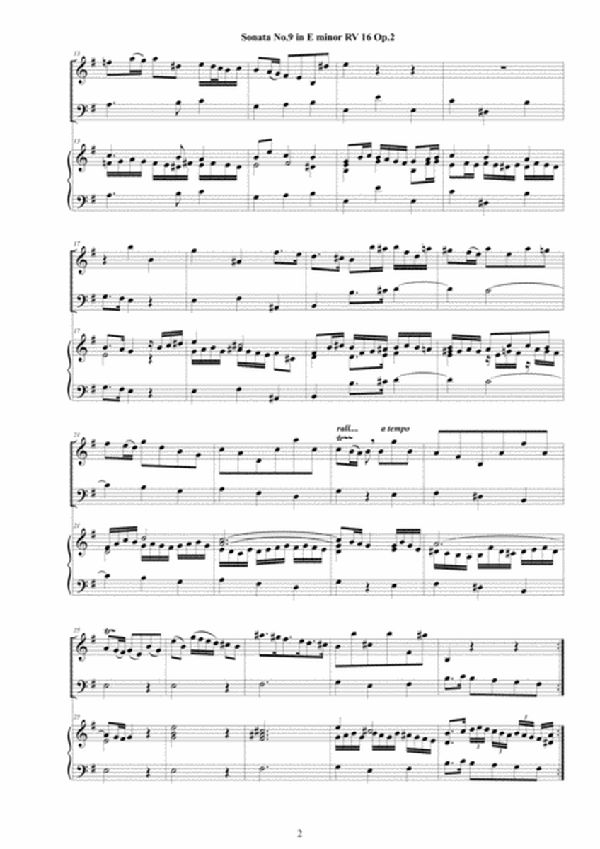 Vivaldi - Trio Sonata No.9 in E minor RV 16 Op.2 for Violin, Cello and Cembalo (or Piano) image number null