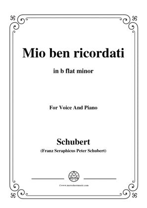 Book cover for Schubert-Mio ben ricordati,in b flat minor,for Voice&Piano