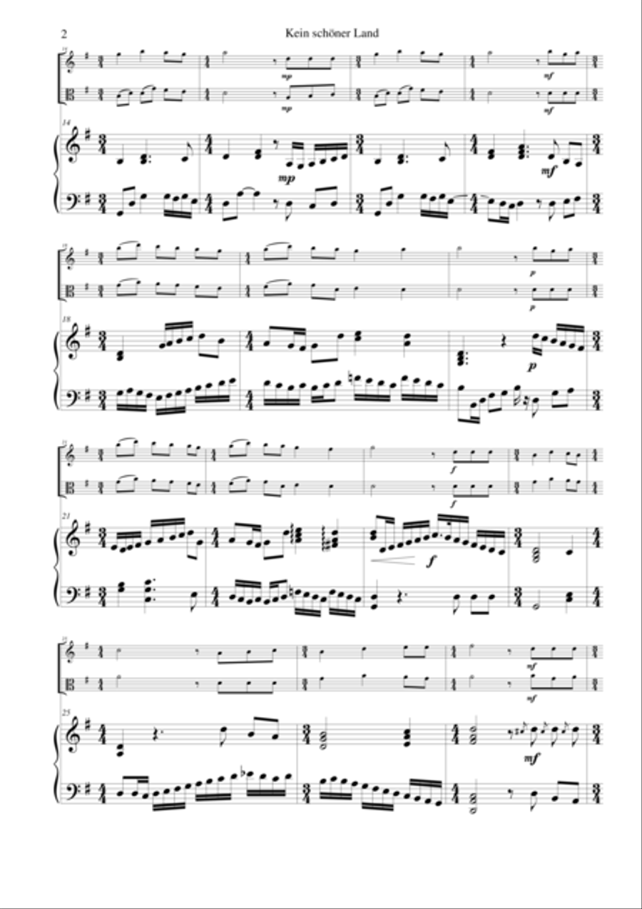 Kein schöner Land for flute, viola and piano Flute scores gallery preview page 2