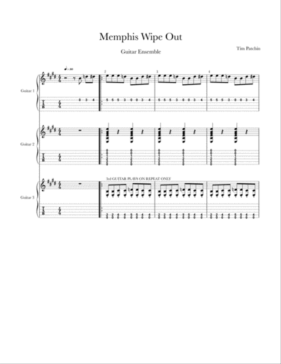 Memphis Wipeout Memphis Wipeout Guitar Tablature scores gallery preview page 1