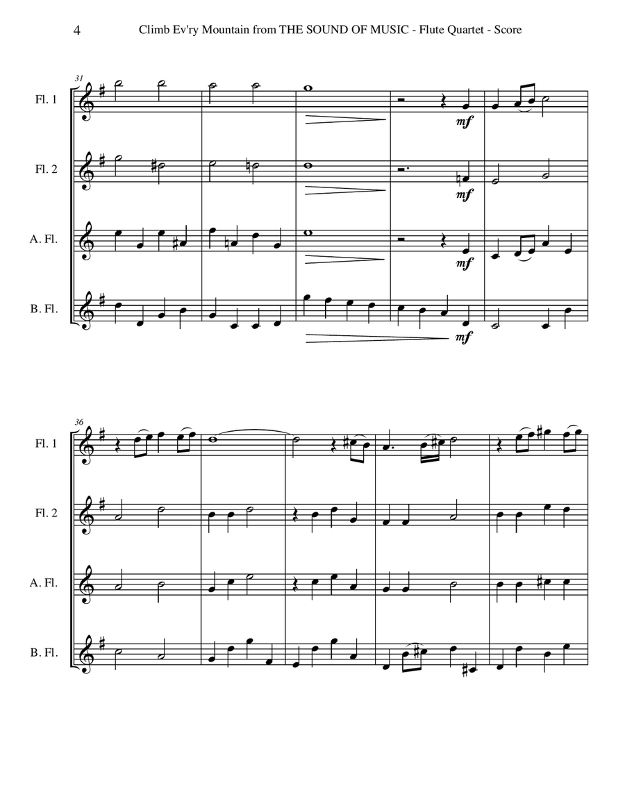 Climb Ev'ry Mountain Climb Ev'ry Mountain Woodwind Quartet scores gallery preview page 4