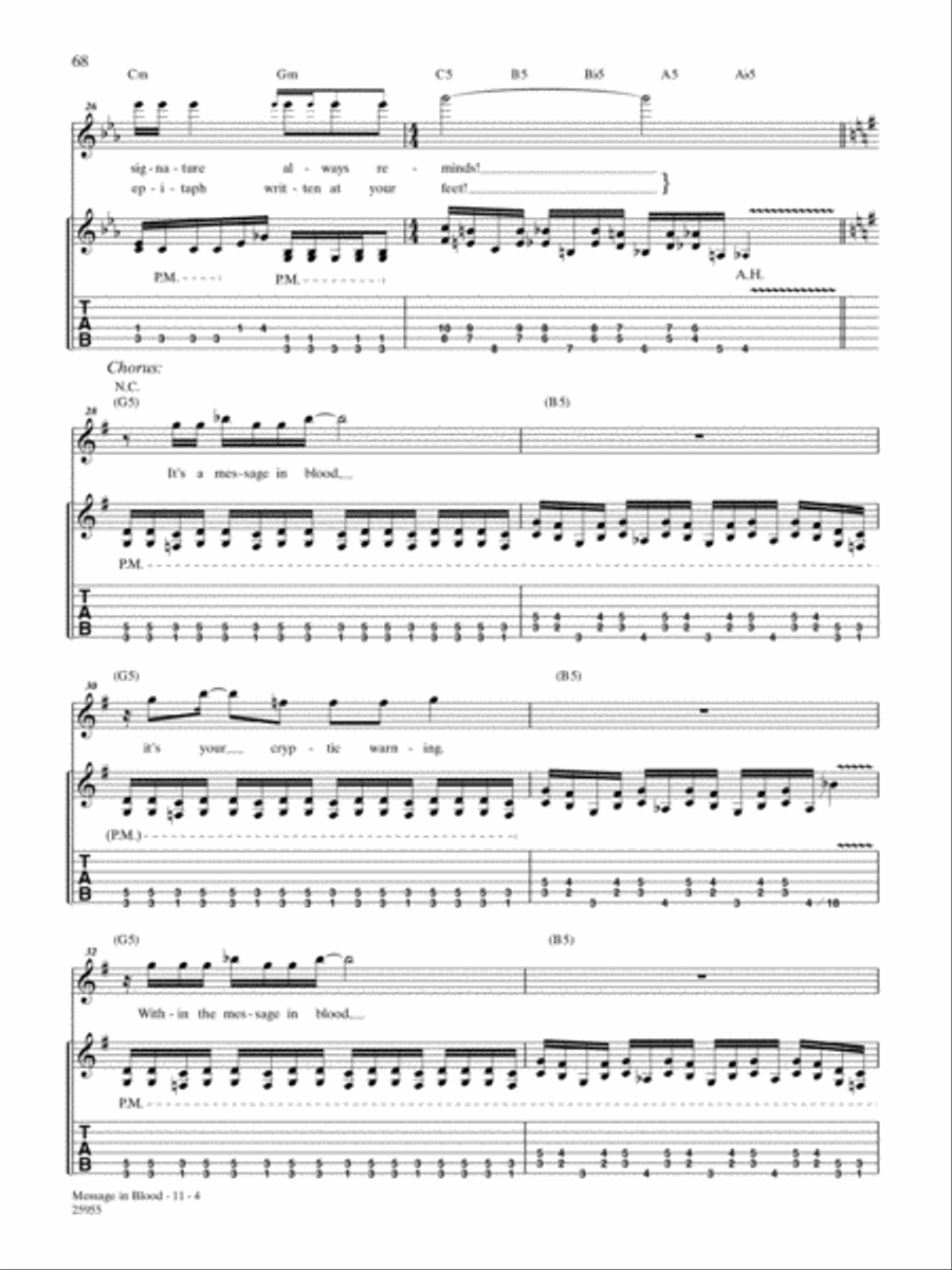 Message In Blood Guitar Tablature scores gallery preview page 4
