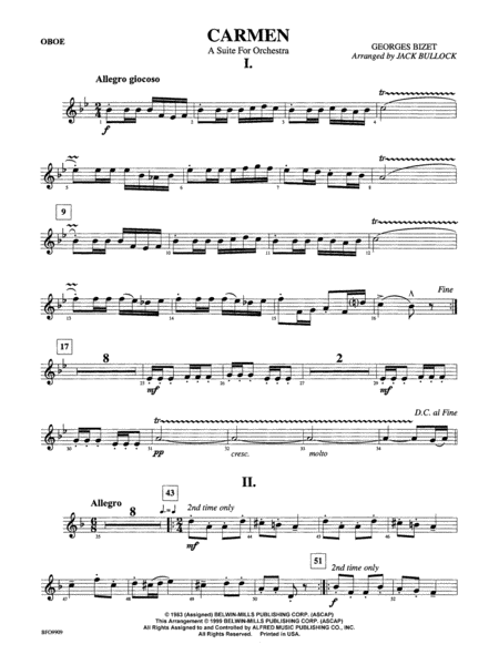 Carmen Suite: Oboe