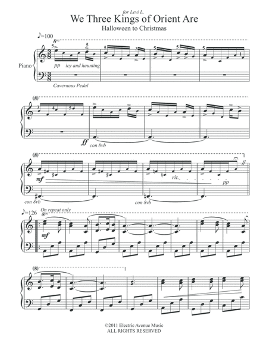 We Three Kings (From Halloween to Christmas) Piano Solo scores gallery preview page 2