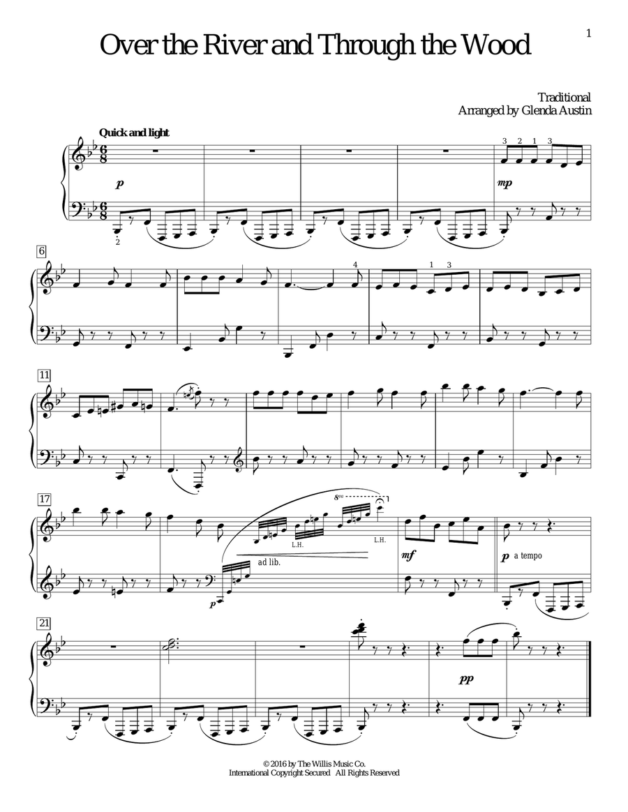 Over The River And Through The Woods Piano Method scores gallery preview page 1