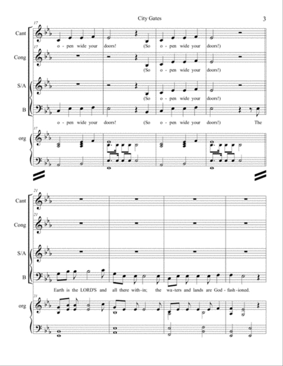 City Gates 02 Choral Conductor's Score 3-Part scores gallery preview page 3